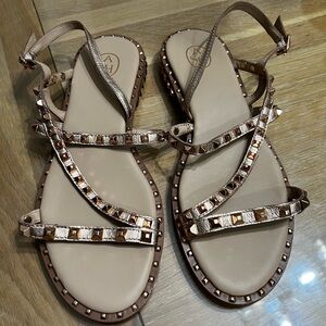 ASH- Studded Leather Sandals. Gold. Size 9/39. Never worn.